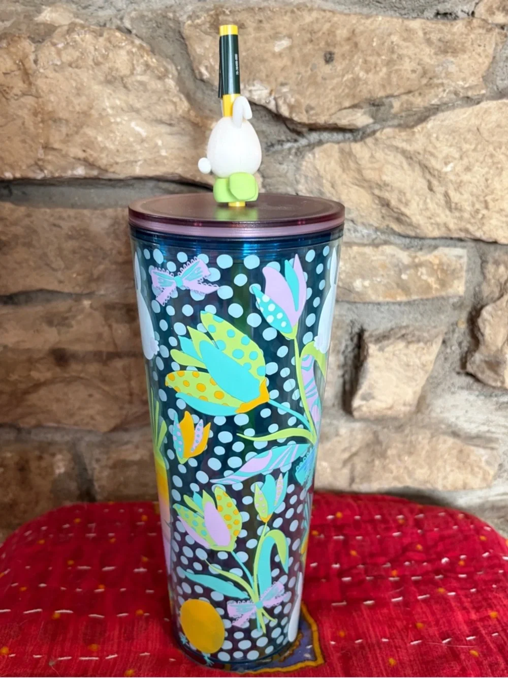 STARBUCKS KITCHEN 2025 EASTER TUMBLER WITH BUNNY STRAW TOPPER 24oz / 710ML NWT